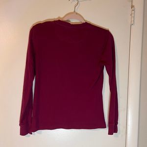 LL Bean Burgundy Long Sleeve Henley Size XS Petite